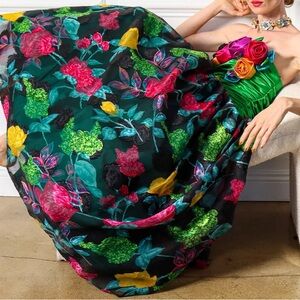 EUGENE ALEXANDER floral rosette evening dress,
vintage 80s floral ball gown